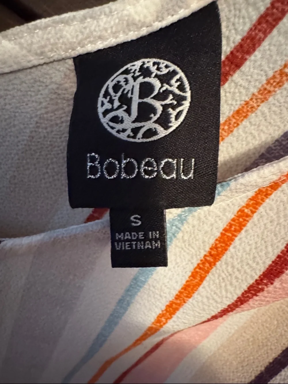 bobeau Multi-Striped V-Neck Tie-Shoulder Camisole - Picture 3 of 3